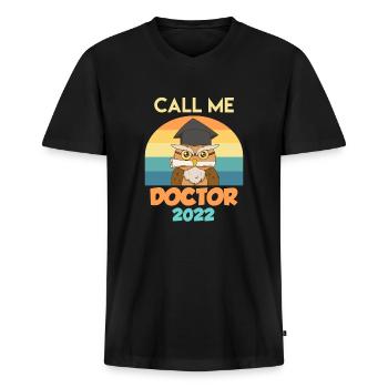 Appelez-moi Docteur 2022 PhD - T-shirt encolure en V Premium bio Homme - noir - Devant - Nico (187cm)