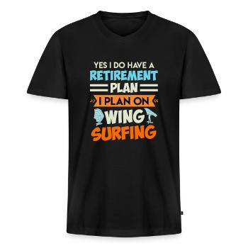 Retirement Plan Wing Surfing Wing Foil Wing Foil - Men's Premium Organic T-shirt with V-neck - black - Front - Nico (187cm)