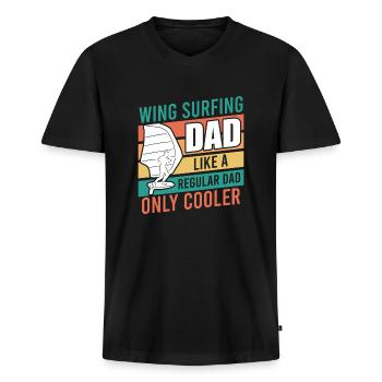 Wing Surfing Papa Wing Foil Papa Fête des Pères - T-shirt encolure en V Premium bio Homme - noir - Devant - Nico (187cm)