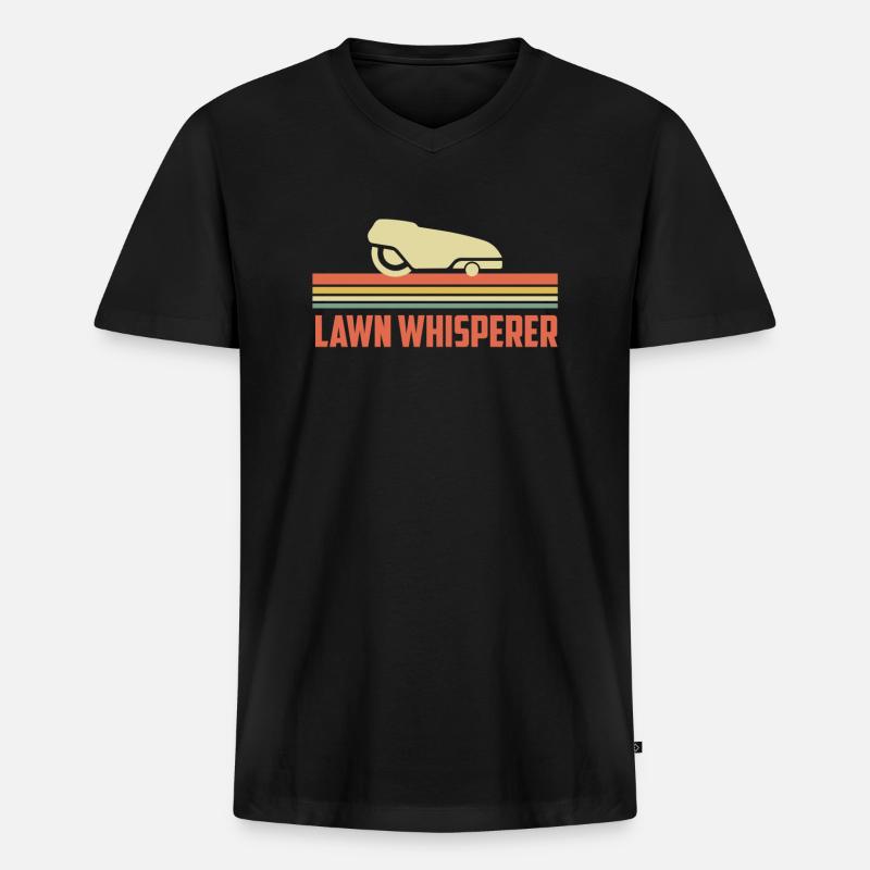 Rasen Flüsterer Mähroboter - Männer Premium Bio T-Shirt mit V-Ausschnitt - Schwarz