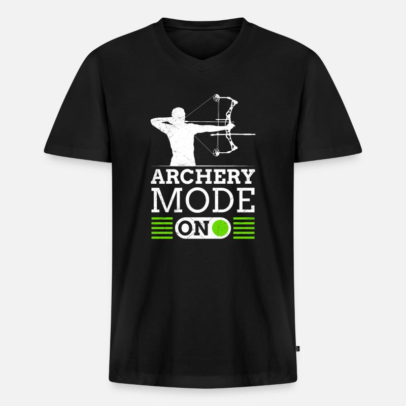 Archery Mode On Bogenschießen Compoundbogen - Männer Premium Bio T-Shirt mit V-Ausschnitt - Schwarz