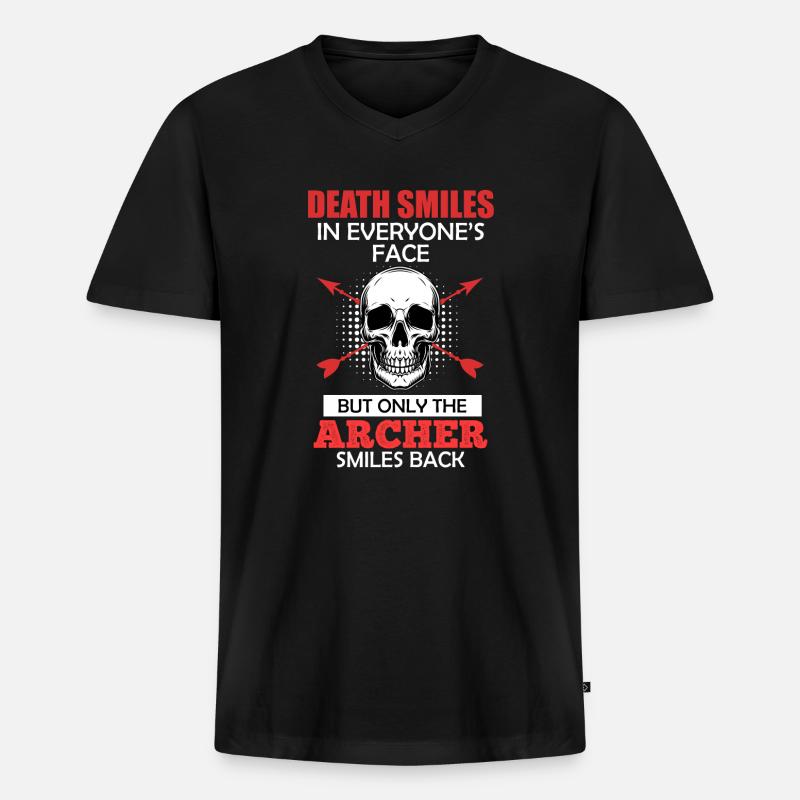 Bogenschütze lächelt Bogenschießen Spruch - Männer Premium Bio T-Shirt mit V-Ausschnitt - Schwarz