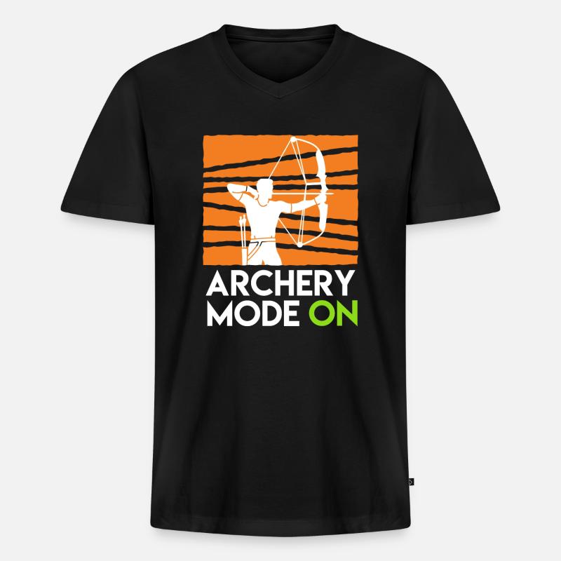 Archery Mode On Compoundbogen - Männer Premium Bio T-Shirt mit V-Ausschnitt - Schwarz