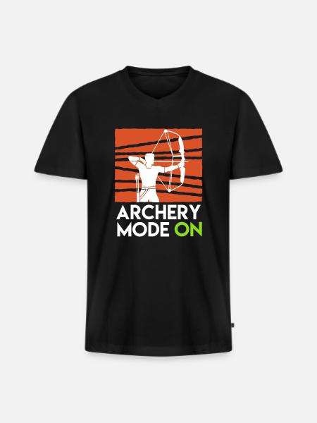 Archery Mode On Compoundbogen - Männer Premium Bio T-Shirt mit V-Ausschnitt - Schwarz