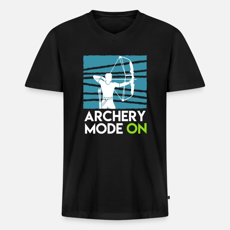 Archery Mode On Compoundbogen - Männer Premium Bio T-Shirt mit V-Ausschnitt - Schwarz