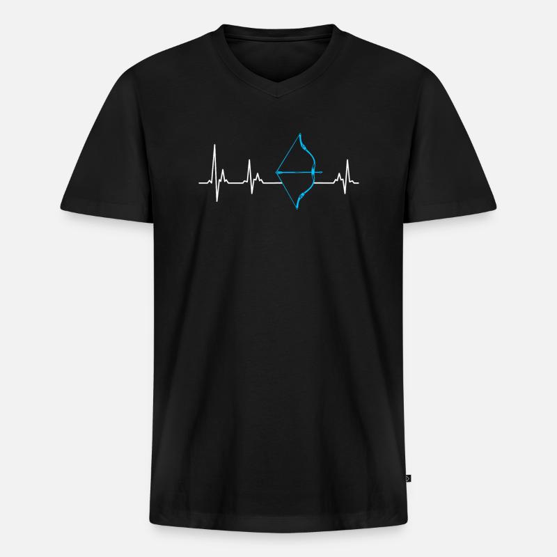 Langbogen Herzschlag Bogenschießen - Männer Premium Bio T-Shirt mit V-Ausschnitt - Schwarz