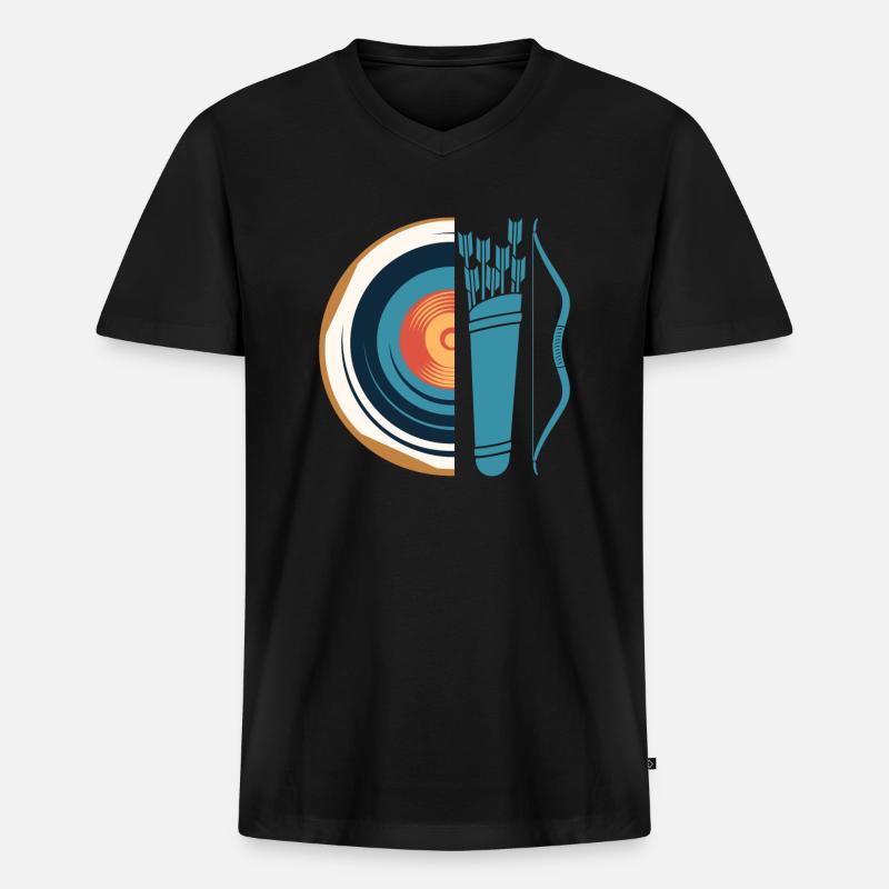 Langbogen Bogenschütze Bogenschießen - Männer Premium Bio T-Shirt mit V-Ausschnitt - Schwarz