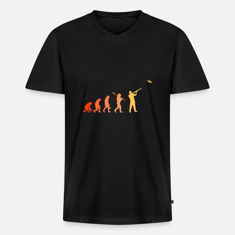 Tontaubenschießen Evolution - Männer Premium Bio T-Shirt mit V-Ausschnitt - Schwarz