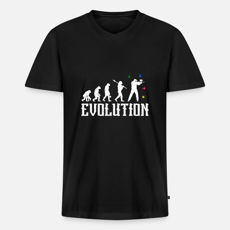 Paintballer Evolution Paintball - Männer Premium Bio T-Shirt mit V-Ausschnitt - Schwarz
