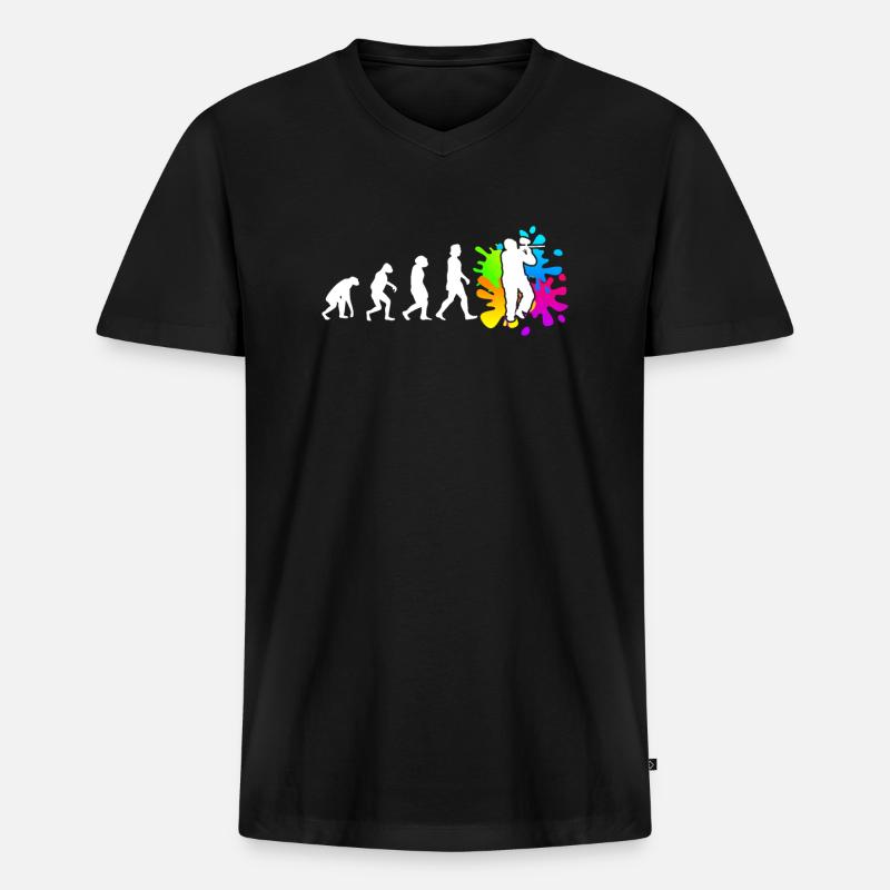 Paintball Evolution Paintballer - Männer Premium Bio T-Shirt mit V-Ausschnitt - Schwarz