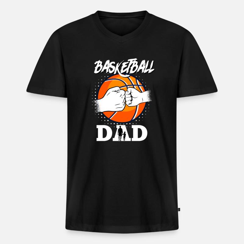 Basketball Dad - Männer Premium Bio T-Shirt mit V-Ausschnitt - Schwarz