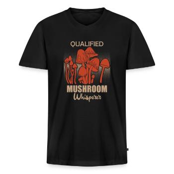Qualifizierter Pilzsammler Pile Sammeln - Männer Premium Bio T-Shirt mit V-Ausschnitt - Schwarz - Vorne - Nico (187cm)
