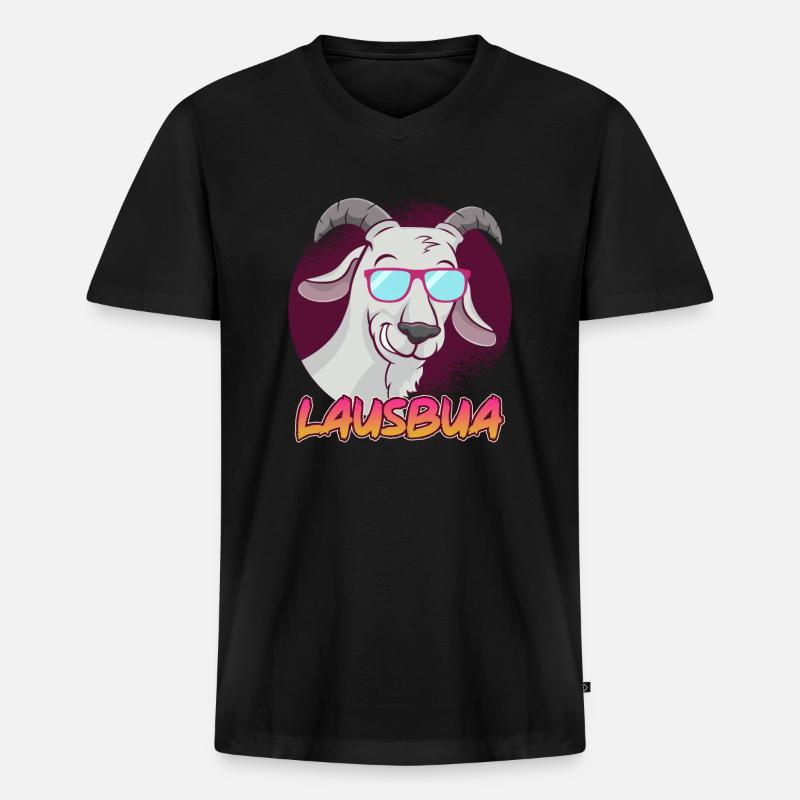 Lausbub - Männer Premium Bio T-Shirt mit V-Ausschnitt - Schwarz
