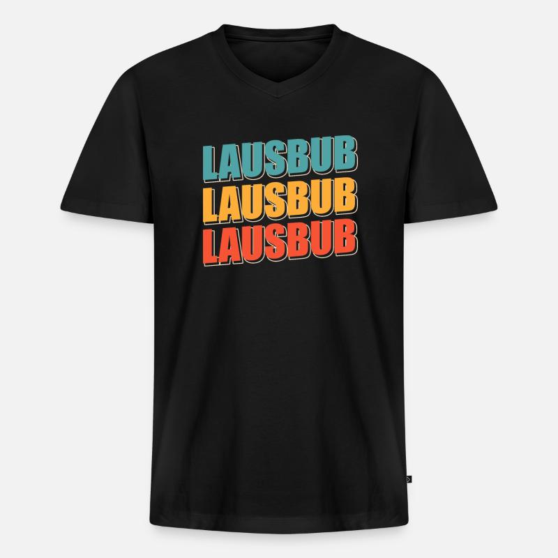 Lausbub Lausbube - Männer Premium Bio T-Shirt mit V-Ausschnitt - Schwarz