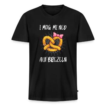 I mog mi ned Aufbrezeln Bayern Brezel - Männer Premium Bio T-Shirt mit V-Ausschnitt - Schwarz - Vorne - Nico (187cm)