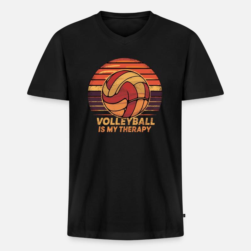 Volleyball - Männer Premium Bio T-Shirt mit V-Ausschnitt - Schwarz