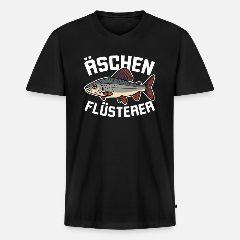 Äschen Flüsterer - Männer Premium Bio T-Shirt mit V-Ausschnitt - Schwarz