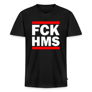 Fck hms - T-shirt encolure en V Premium bio Homme - noir - Devant - Nico (187cm)