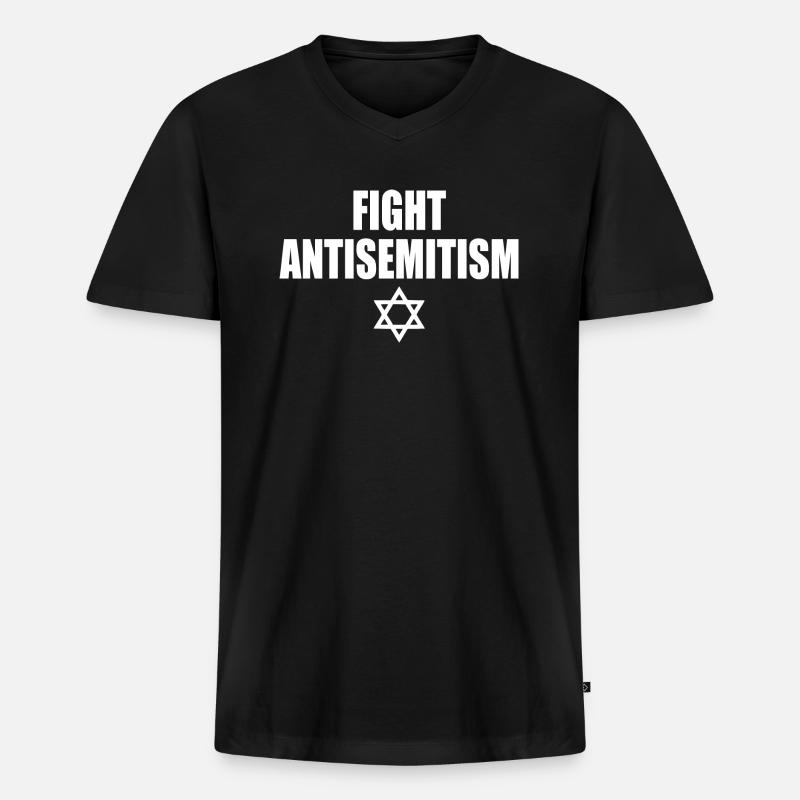 fight antisemitism - Männer Premium Bio T-Shirt mit V-Ausschnitt - Schwarz