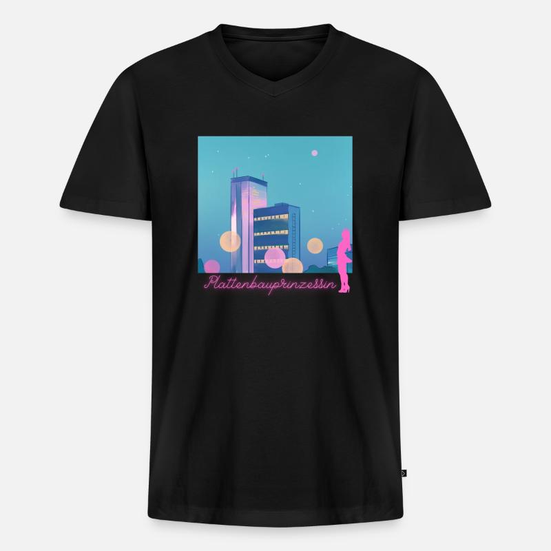 Plattenbauprinzessin - Männer Premium Bio T-Shirt mit V-Ausschnitt - Schwarz