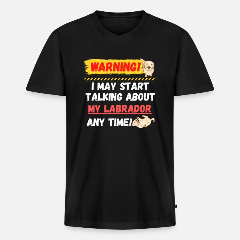 Warning Labrador - Männer Premium Bio T-Shirt mit V-Ausschnitt - Schwarz