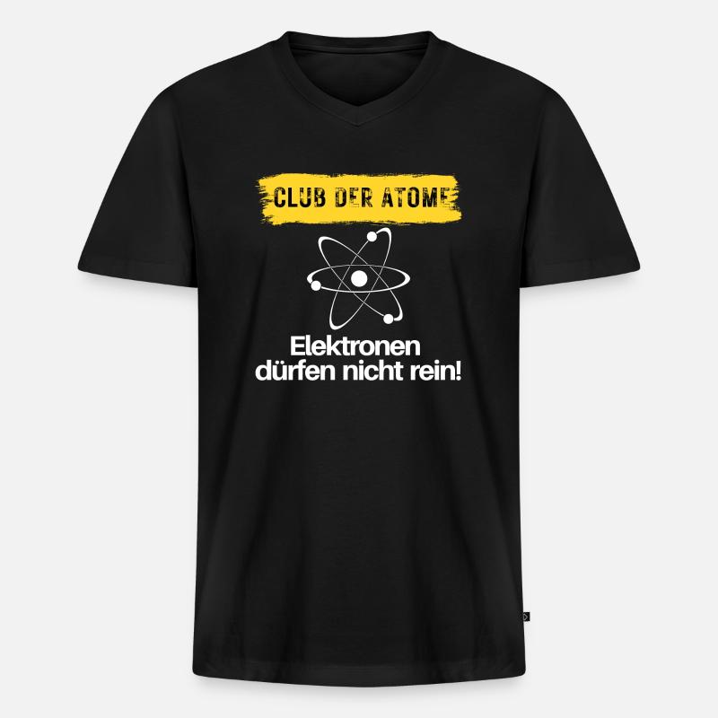 Club der Atome - Männer Premium Bio T-Shirt mit V-Ausschnitt - Schwarz