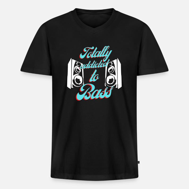 Addicted to bass - Männer Premium Bio T-Shirt mit V-Ausschnitt - Schwarz