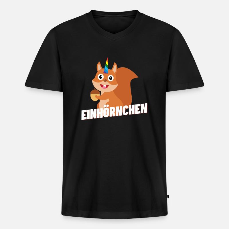 Einhörnchen - Männer Premium Bio T-Shirt mit V-Ausschnitt - Schwarz