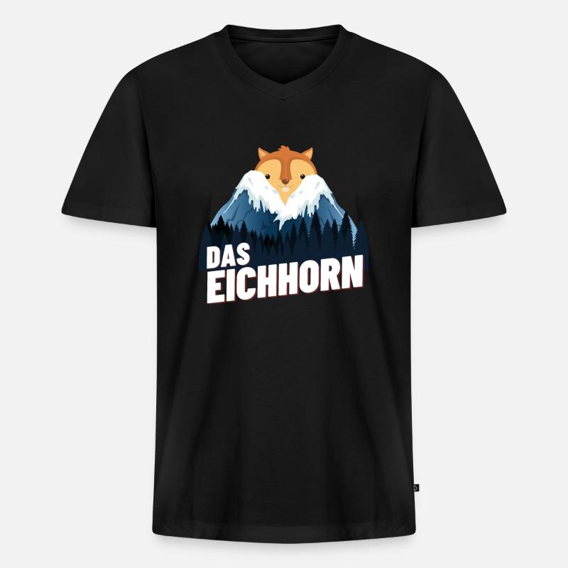 Das Eichhorn - Männer Premium Bio T-Shirt mit V-Ausschnitt - Schwarz