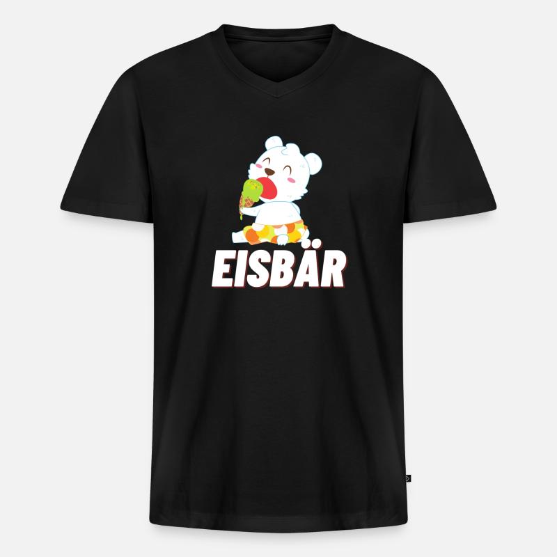 Eisbär - Männer Premium Bio T-Shirt mit V-Ausschnitt - Schwarz