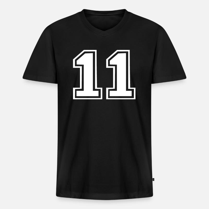 11 - Männer Premium Bio T-Shirt mit V-Ausschnitt - Schwarz