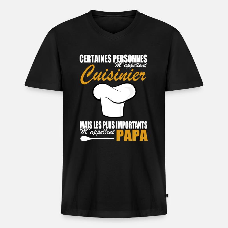 Küchenhemd • Papa • Kochgeschenk - Männer Premium Bio T-Shirt mit V-Ausschnitt - Schwarz