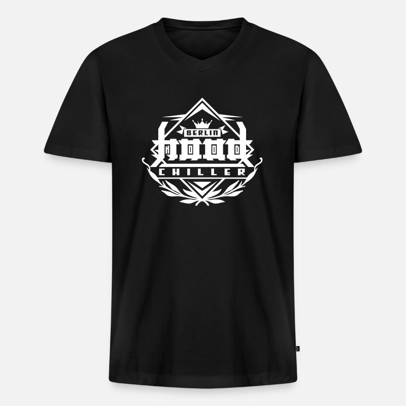 Element Hood Chiller Berlin - Männer Premium Bio T-Shirt mit V-Ausschnitt - Schwarz