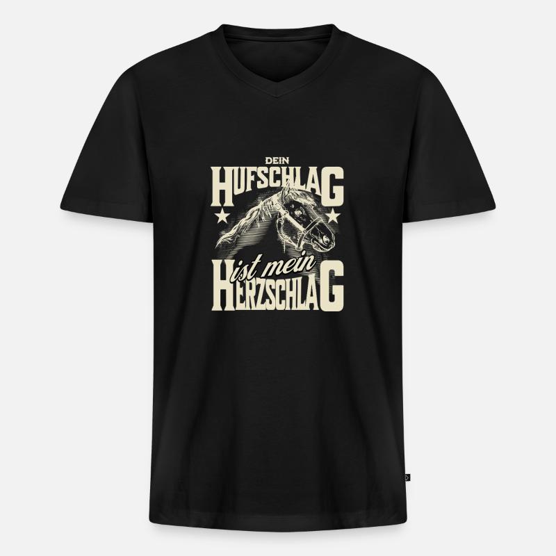 Dein Hufschlag - Männer Premium Bio T-Shirt mit V-Ausschnitt - Schwarz