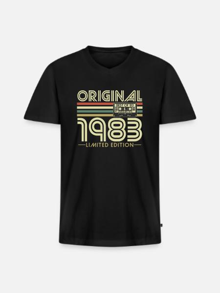 Original 1983 vintage vintage fødselsdag retro - Premium økologisk T-shirt med V-hals til mænd - sort