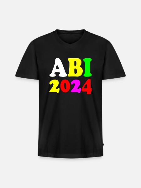 Abi 2024 - Männer Premium Bio T-Shirt mit V-Ausschnitt - Schwarz