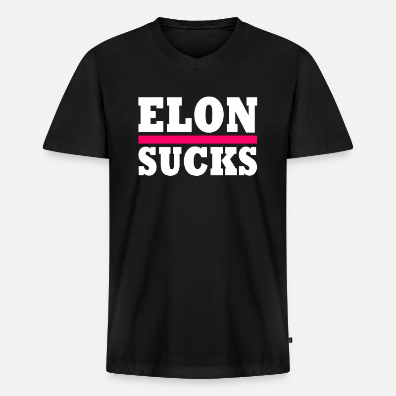 Elon sucks - Männer Premium Bio T-Shirt mit V-Ausschnitt - Schwarz