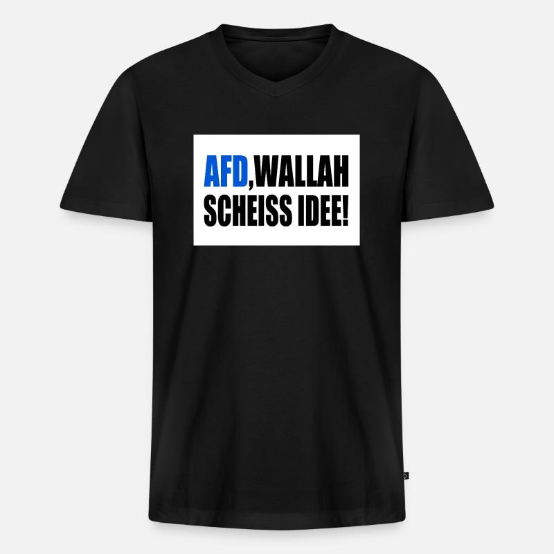 Afd wallah scheiss idee - Männer Premium Bio T-Shirt mit V-Ausschnitt - Schwarz