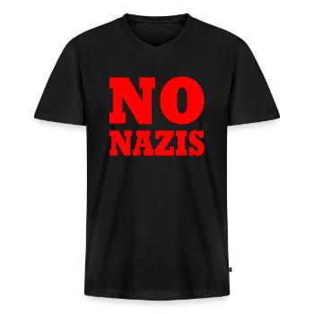 No nazis - Men's Premium Organic T-shirt with V-neck - black - Front - Nico (187cm)