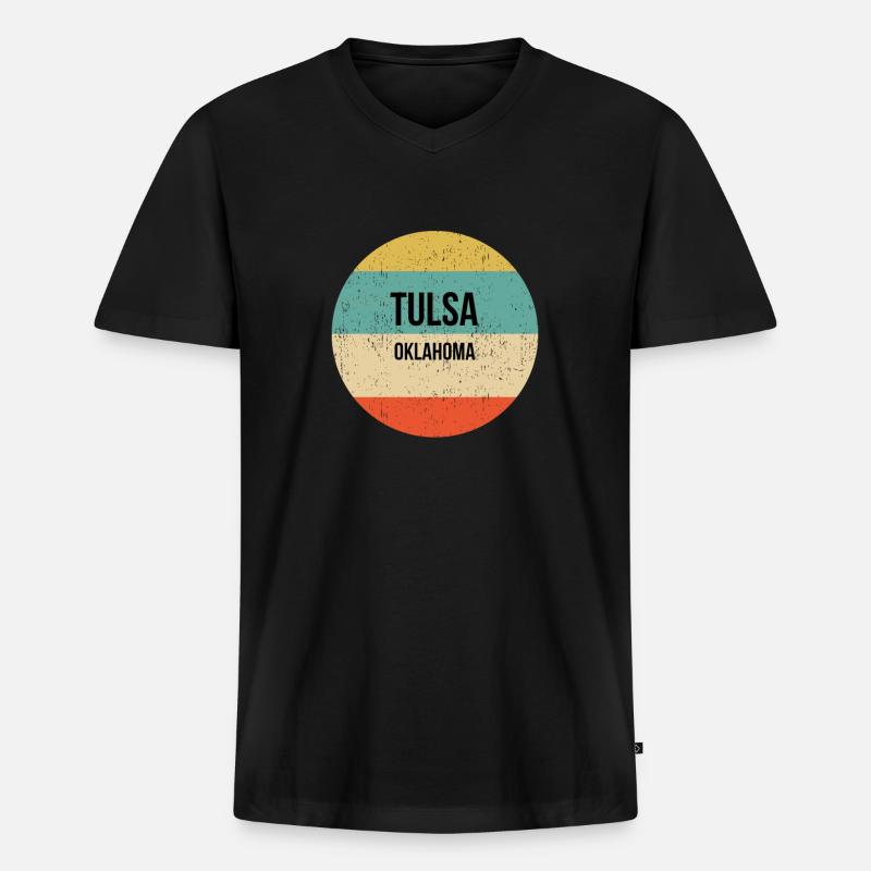 Tulsa Oklahoma Design | Tulsa Design - Männer Premium Bio T-Shirt mit V-Ausschnitt - Schwarz