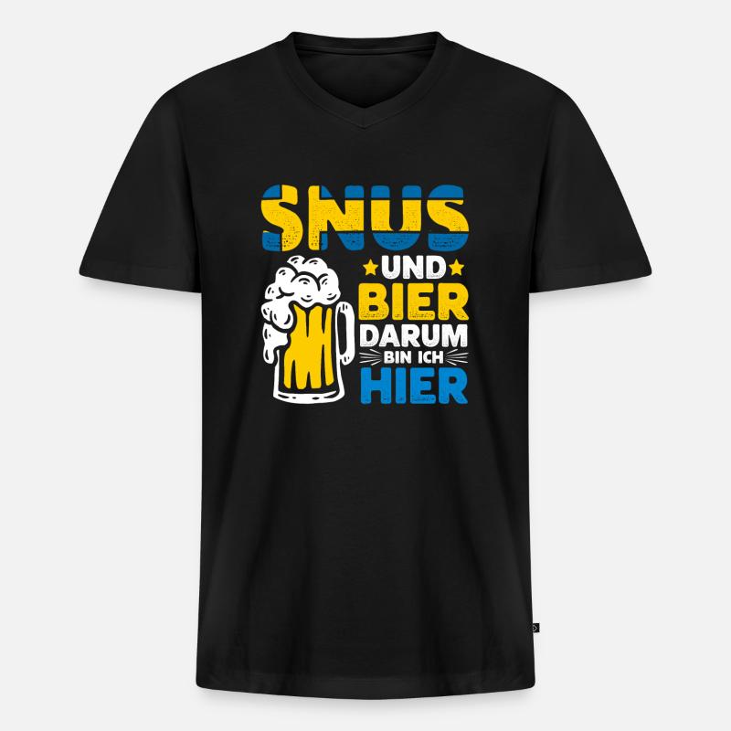 Snus Tabak Nikotin - Männer Premium Bio T-Shirt mit V-Ausschnitt - Schwarz