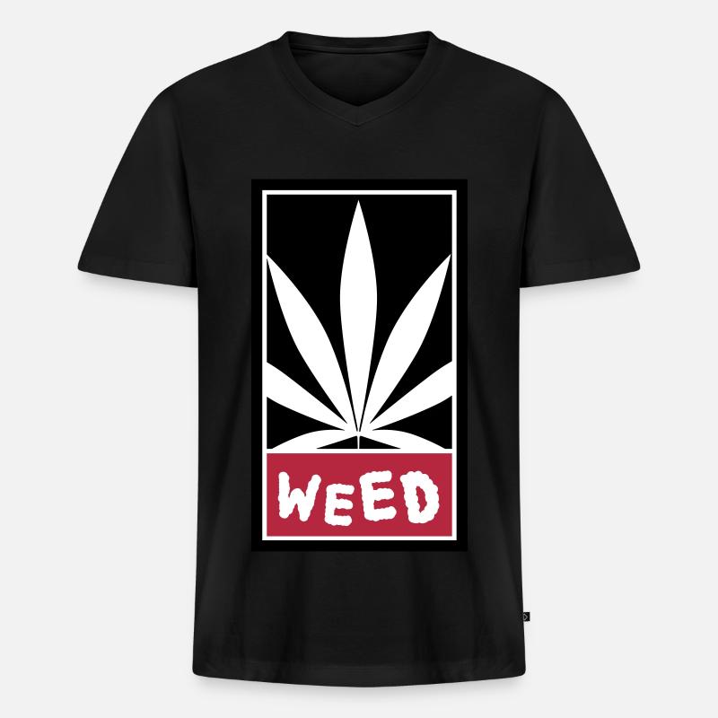 Weed - Männer Premium Bio T-Shirt mit V-Ausschnitt - Schwarz