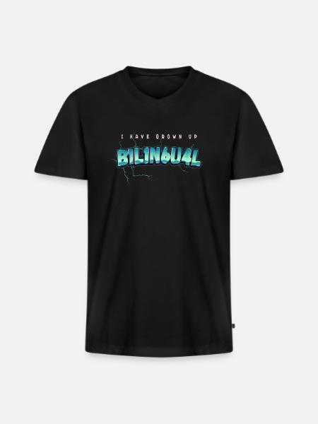 j’ai grandi bilingue 1337 - T-shirt encolure en V Premium bio Homme - noir