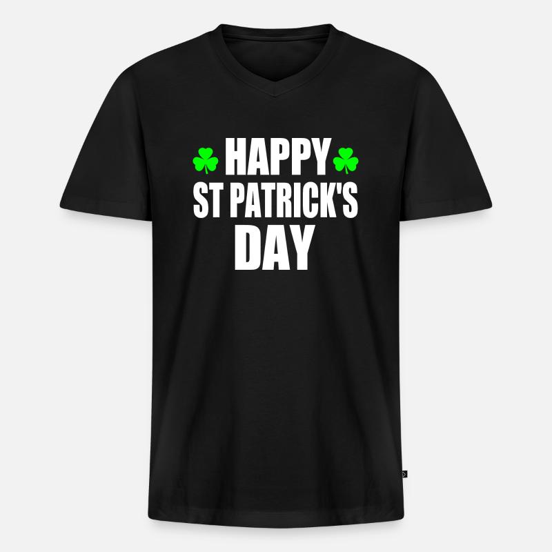 happy st patrick's day - Männer Premium Bio T-Shirt mit V-Ausschnitt - Schwarz