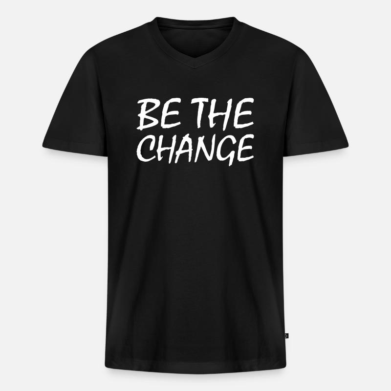 be the change - Männer Premium Bio T-Shirt mit V-Ausschnitt - Schwarz