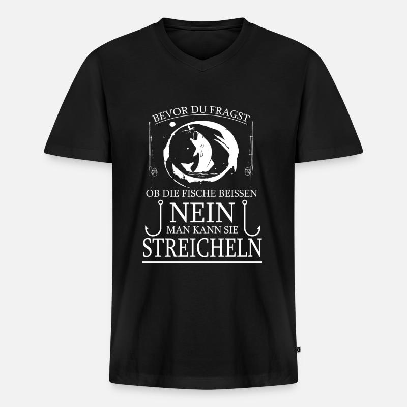 Angler Spruch - Männer Premium Bio T-Shirt mit V-Ausschnitt - Schwarz