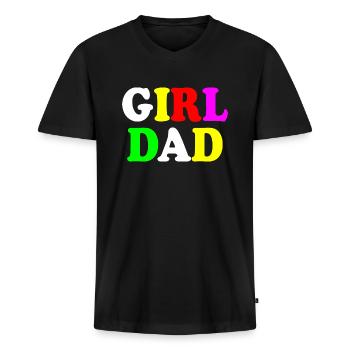Girl dad - Premium økologisk T-shirt med V-hals til mænd - sort - Foran - Nico (187cm)