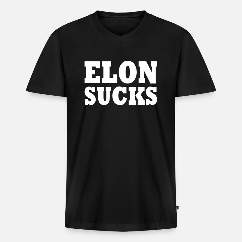 Elon sucks - Männer Premium Bio T-Shirt mit V-Ausschnitt - Schwarz