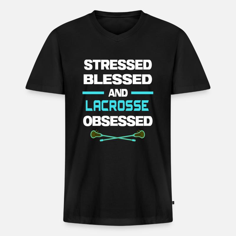 lacrosse lacrosseschläger lacrosse-obsessed - Männer Premium Bio T-Shirt mit V-Ausschnitt - Schwarz