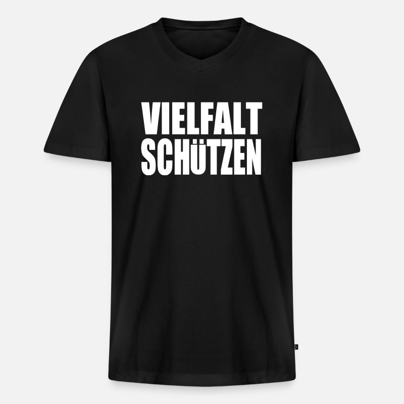 vielfalt schützen - Männer Premium Bio T-Shirt mit V-Ausschnitt - Schwarz